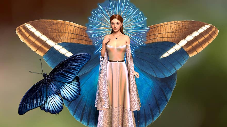 kvinne, avatar, vinger, sommerfugl, surrealistisk, fantasi, sommerfuglvinger, bevinget insekt, hunn, pike, Kvinnelig avatar