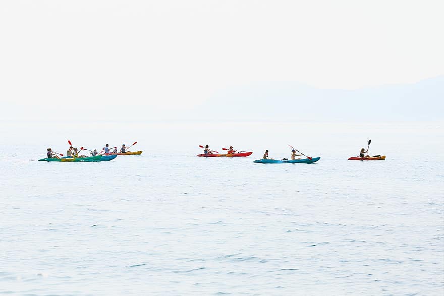 piragüismo, kayac, mar, remo, Oceano, lago, al aire libre, ocio, recreación, aventuras, barco náutico