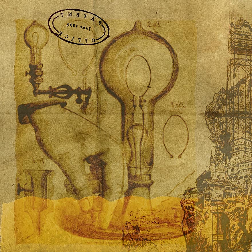Steampunk, Grunge, Light, Power, Background, Hand Electricity, Vintage, Old, Parchment, Paper, Industrial