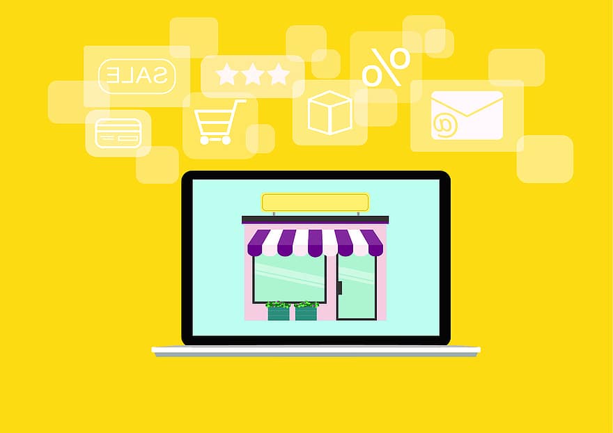 laptop, e commerce, bisnis, e-commerce, pembelian, eceran, kereta Belanja, toko online, kartu kredit, paket, penawaran istimewa