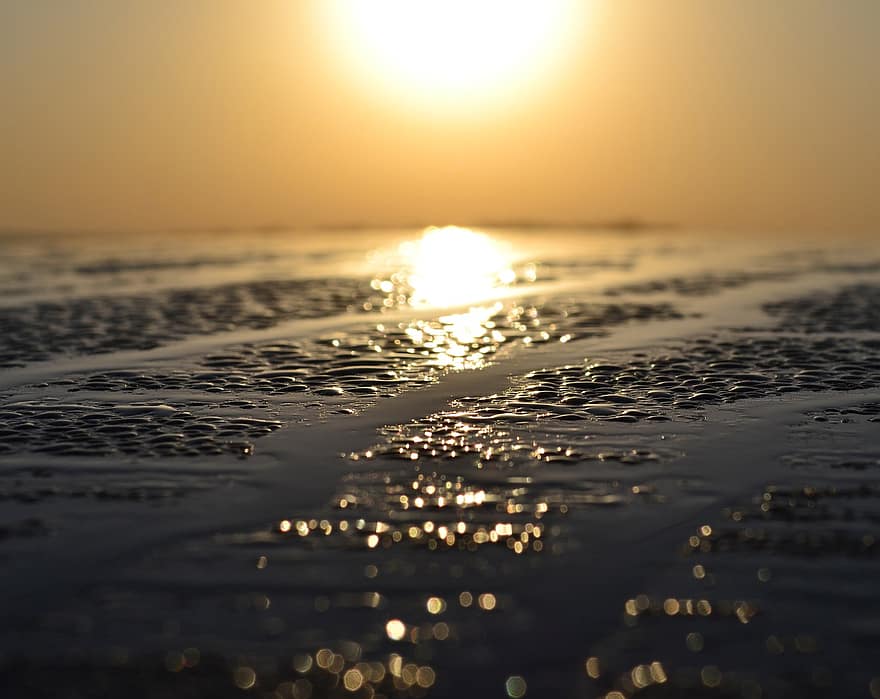 laut, matahari terbenam, samudra, senja, horison, gelombang, sinar matahari, musim panas, air, matahari, matahari terbit