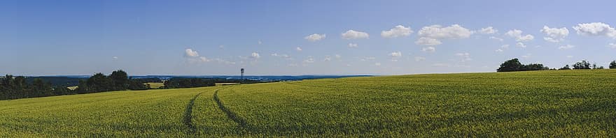panorama, natuur, landschap, hemel, wolken, veld-, Bos, boom, buitenshuis, Saarland, Bliesgau