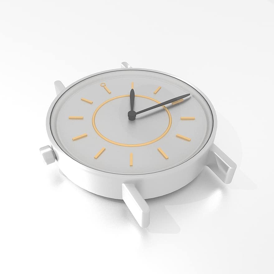 reloj, 3d, representación, metálico, plata, pantalla, Reloj niña, flecha, moderno, concepto, oro