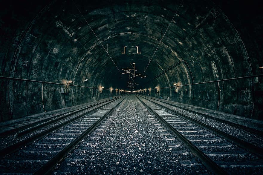 tunel, dráha, kolejnic, železniční tunel, provoz, železnice, železniční koleje, železniční systém