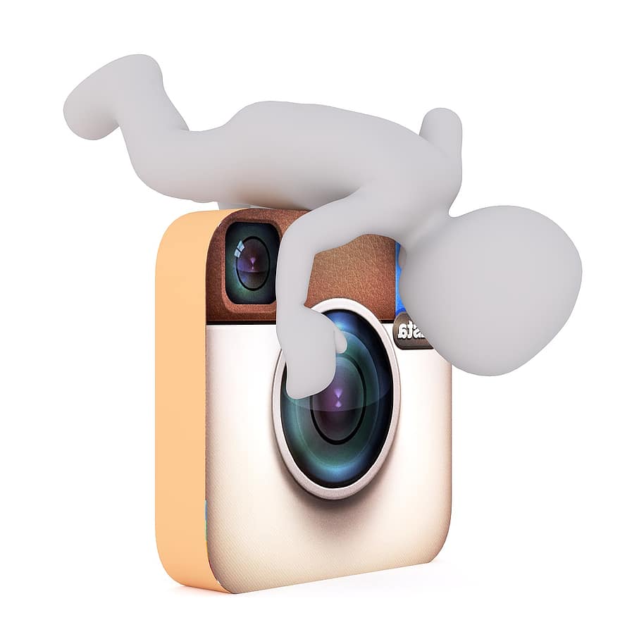 Instagram, weißer Mann, 3D-Modell, isoliert, 3d, Modell-, Ganzkörper, Weiß, 3d mann, App