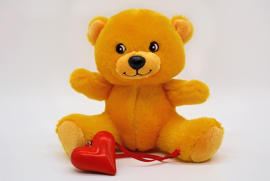 Medvídek, medvěd, srdce, Valentýn, roztomilý, Plyšový Teddy, teddy, červené srdce, náklonnost, vztah, milovat