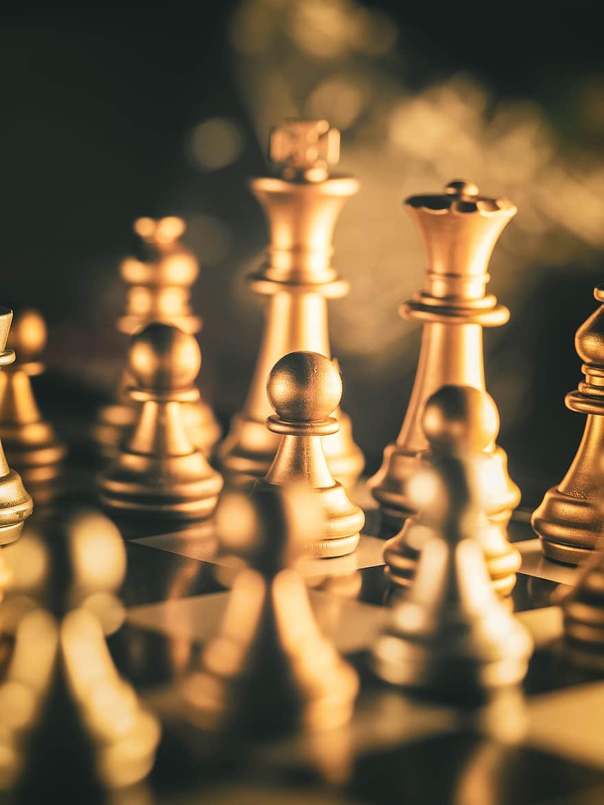 stratégia, sakk, játszma, meccs, sakkfigurák, sakktábla, társasjáték, verseny, játék, csata, közelkép, technológia