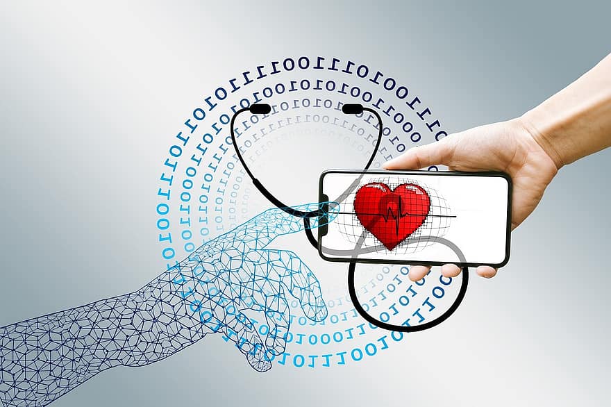 digitalisering, sjukvård, hälsa, elektronisk, hälsoförsäkring, Byta, data, patienter, nätverk, förvärv, stetoskop