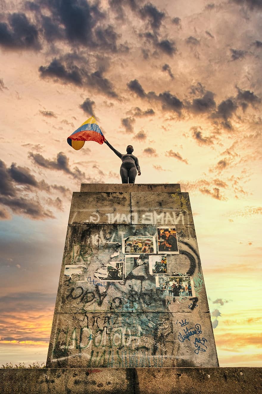 protestation, ciel, des nuages, Colombie, la résistance