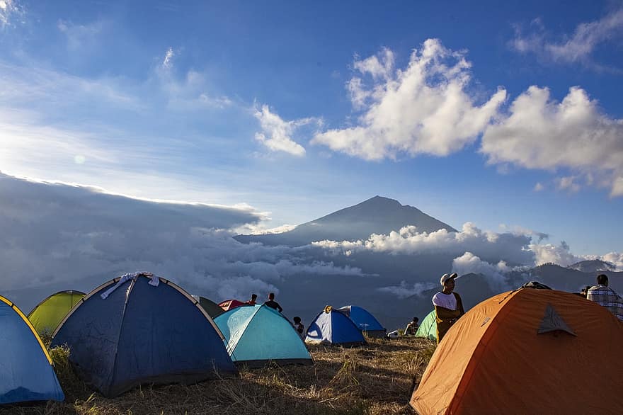 natural, muntanya, muntanyes, paisatge, lombok, indonèsia, rinjani, tenda, campament, aventura, viatjar