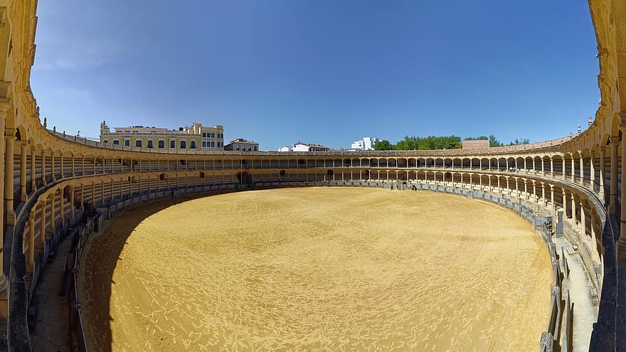 stierengevechten, arena voor stierengevechten, Spanje, Andalusië, Provincie Malaga, ronda, stad, historisch centrum, arena, architectuur, Bekende plek