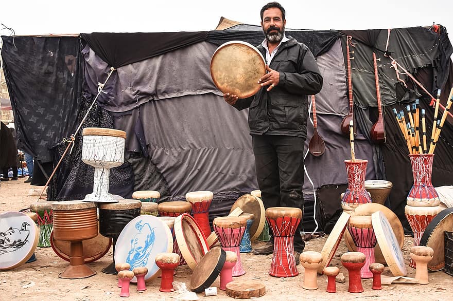 Man, Instruments, Musical Instrument, Music, Dance, Performance, Iran, Qom