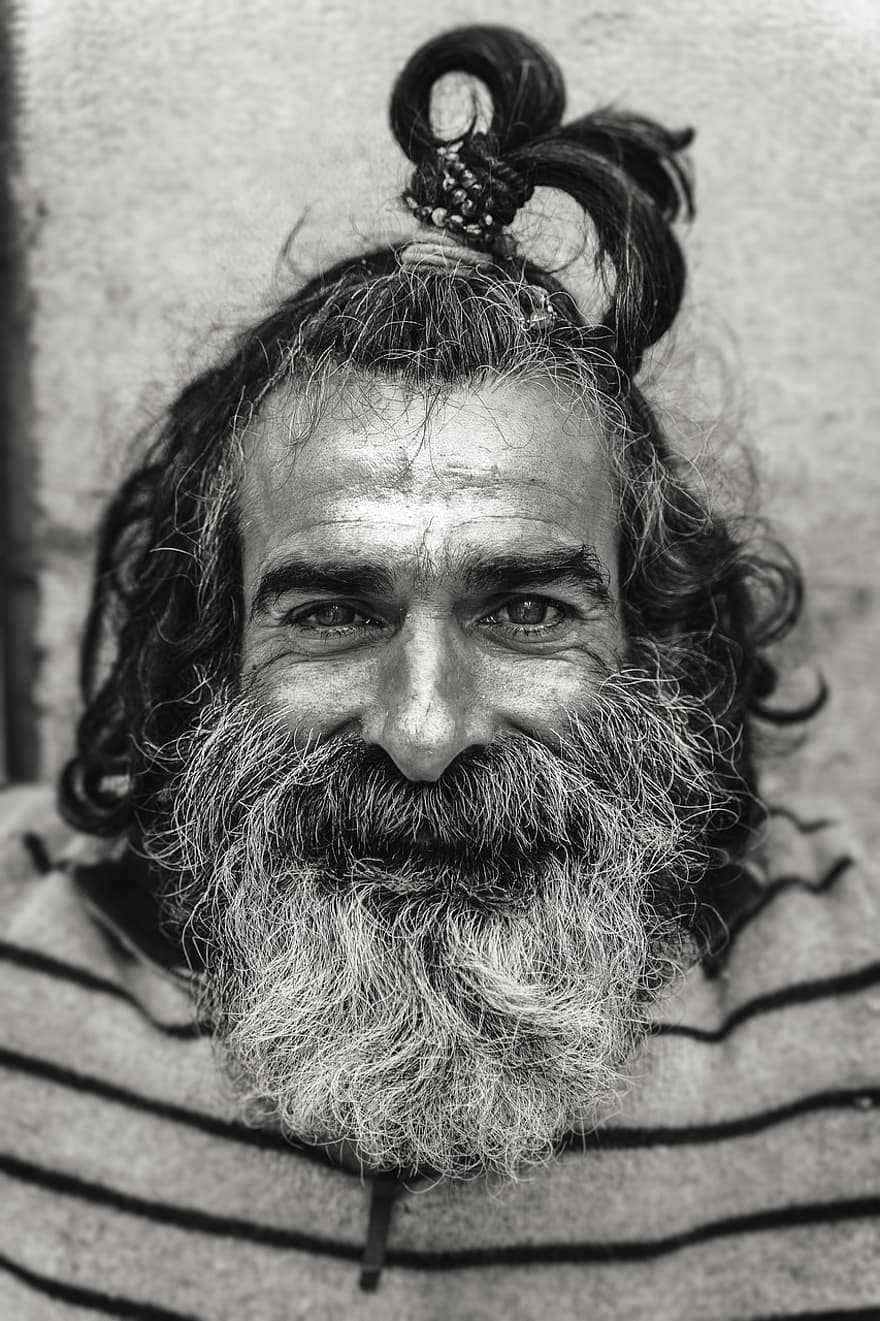 человек, старший, улыбка, престарелые, бородатый мужчина, счастливый, бездомный