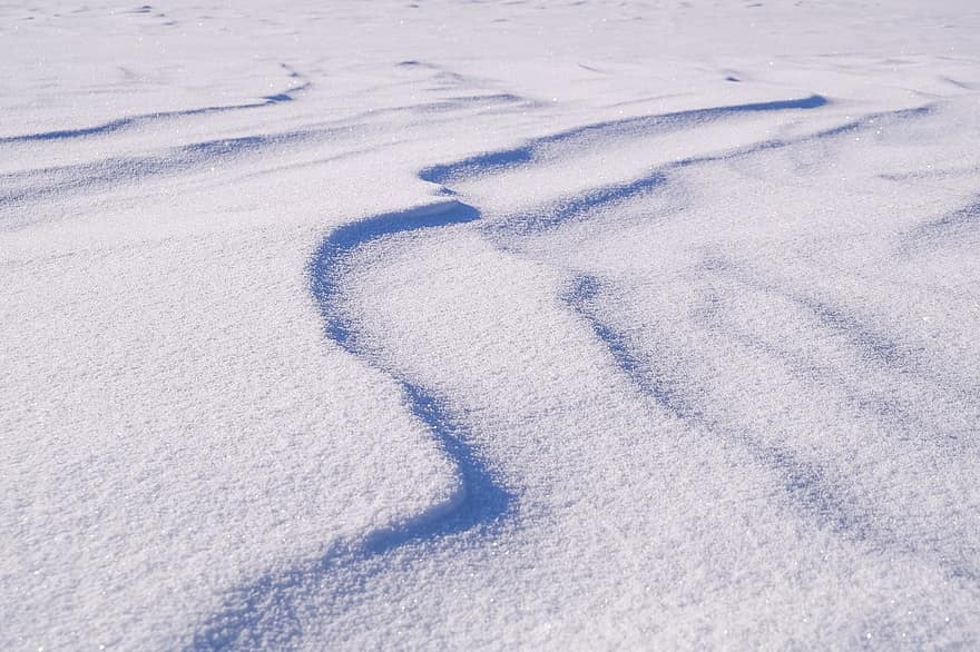 Snow, Winter, Dunes, Nature, backgrounds, blue, footprint, season, pattern, ice, frost