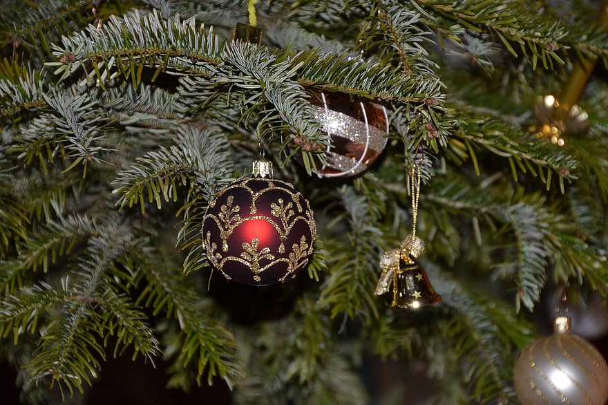 Коледа, коледна елха, декорации, орнаменти, дрънкулки, коледни топки, идване, коледна украса, коледен мотив, дърво