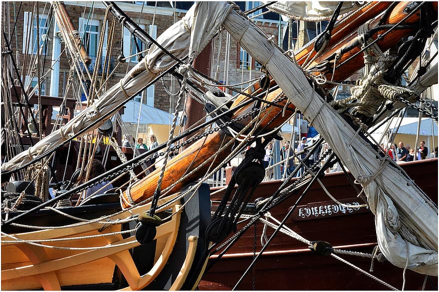 boot, zeil-, haven, zeilboot, nautisch schip, het zeilen, zeilschip, jacht, tuigage, hout, touw