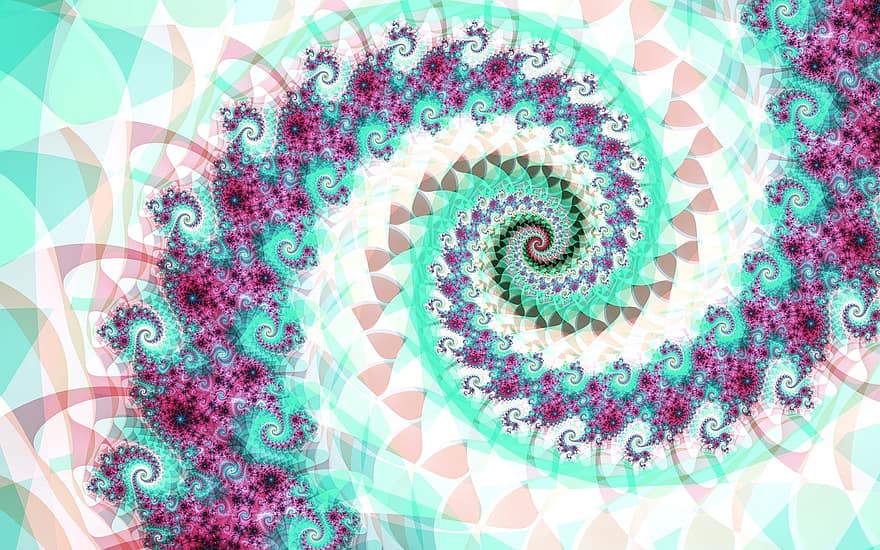 fractal, art, obra d'art, espiral, vortex, cian, blanc, patró, resum, fons, decoració