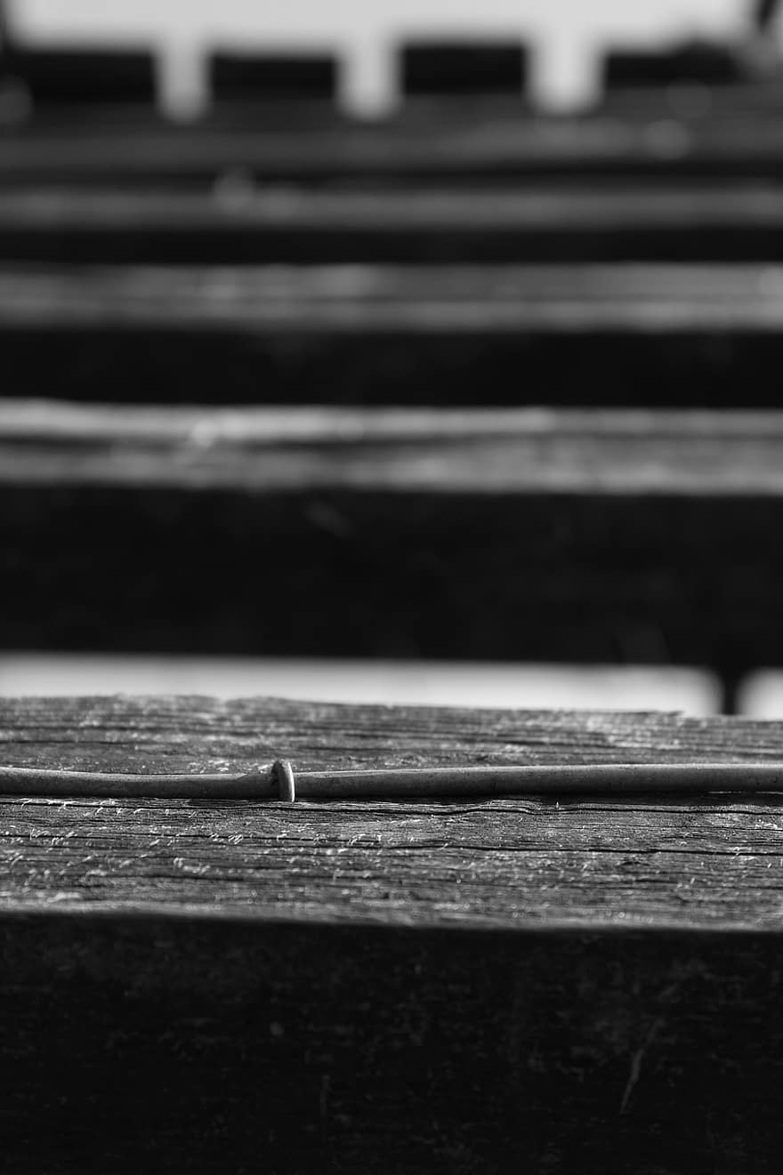 Stairs, Wood, Texture, Abstract, Hiking, black and white, table, old, close-up, focus on foreground, bench
