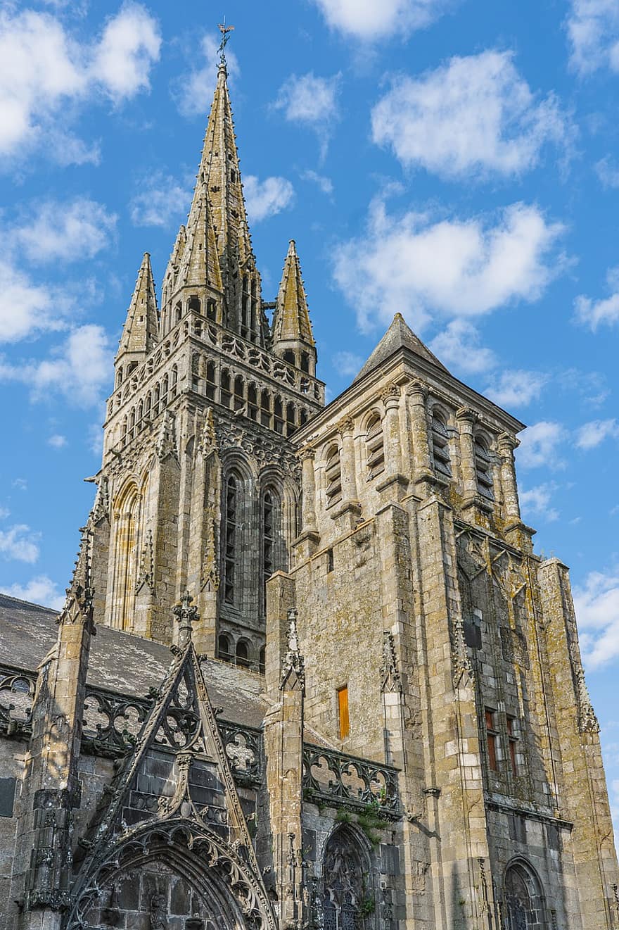 nhà thờ, vương cung thánh đường, Vương cung thánh đường Đức Mẹ Folgoet, thánh đường, kiến trúc gothic, mặt tiền, ngành kiến ​​trúc, Nhà thờ Đức Bà Du Folgoet, Brittany, nơi nổi tiếng, tôn giáo