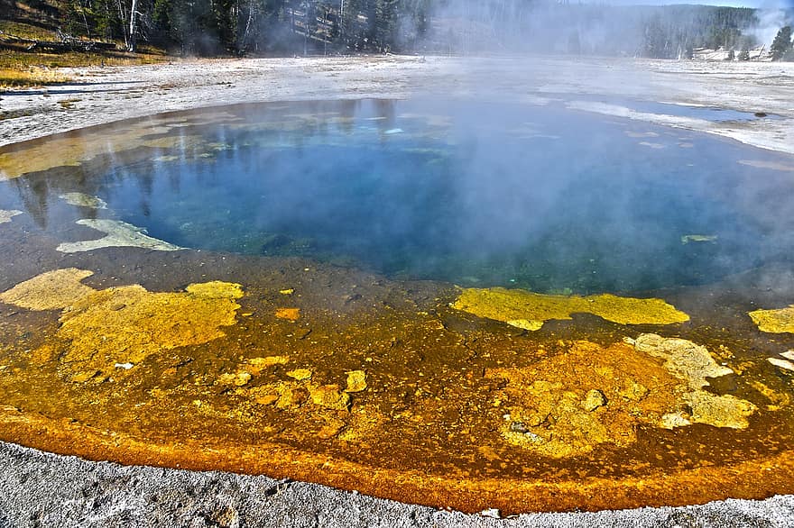 guèiser, volcànica, Font de Steam, a l'aire lliure, aigua, Yellowstone, parc, Parc Nacional, turisme, aventura, sediment