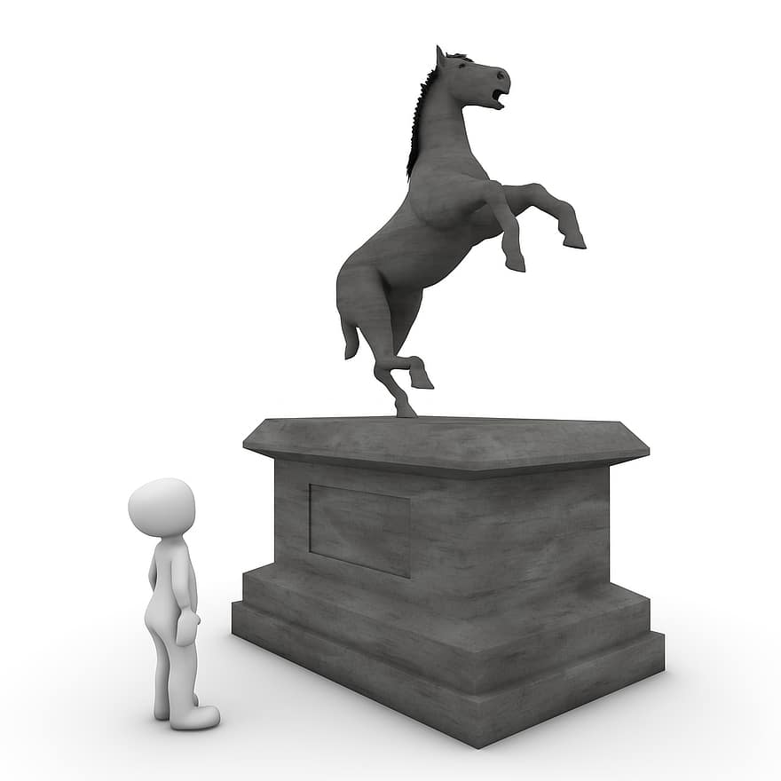 Monumento, caballo, fuerza, globo, piedra, escultura, punto de referencia