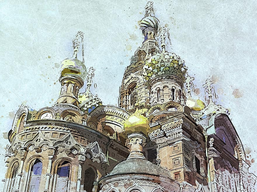 Rusko, svatý Petersbourg, katedrála, svatý zachránce na rozlité krvi, žárovky, architektura, barva, zlato, zelená, Petrohrad, zachránce krve