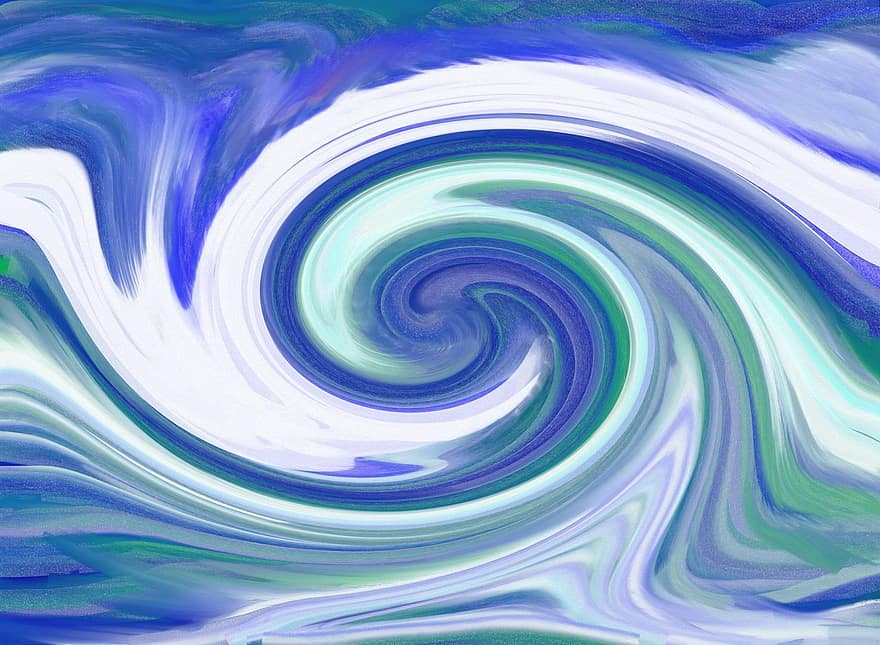 abstrakt, Hintergrund, Blau, Meer, Wellen, Strudel
