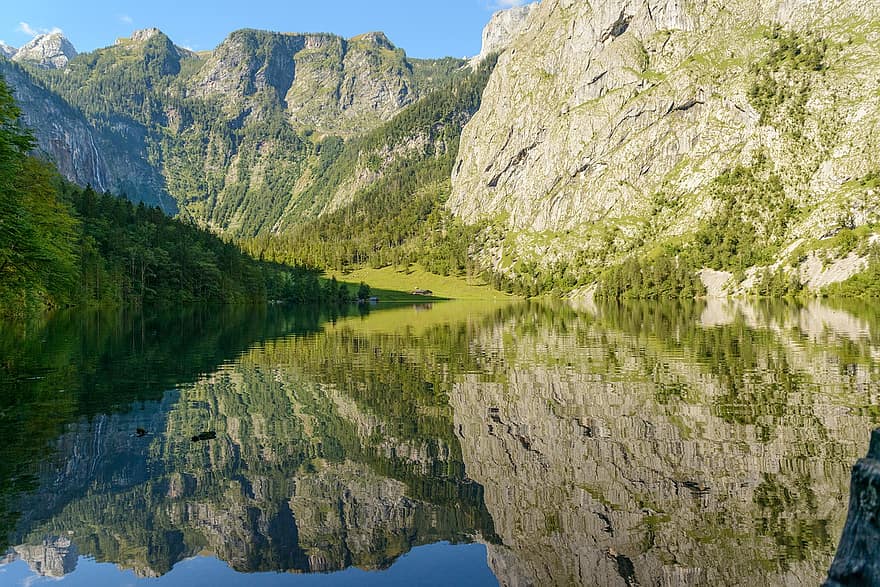 Hintersee, sø, bjerge, afspejling, vand, bjergkæde, landskab, naturskøn, natur, Alperne, alpine