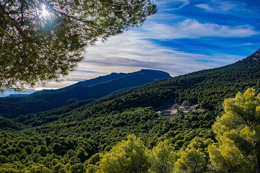 Sierra Espuña, dağlar, orman, ağaçlar, peyzaj, dağ silsilesi, manzara, güneşli, doğa, murcia
