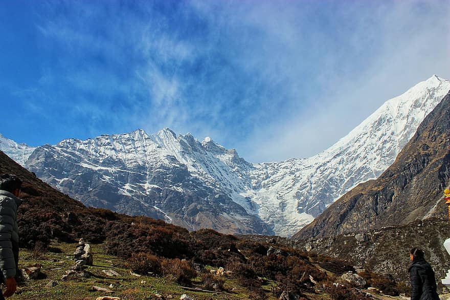 fjellene, Himalaya, snø, fotturer, buddhist, natur, alpine, trekking, turisme, kathmandu, nepal
