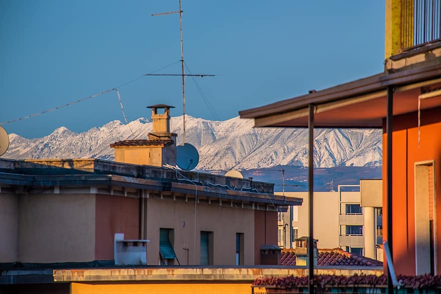 monte baldo, Italia, oraș, Munte, verona, natura urbană, peisaj de iarnă, zăpadă, iarnă, arhitectură, albastru