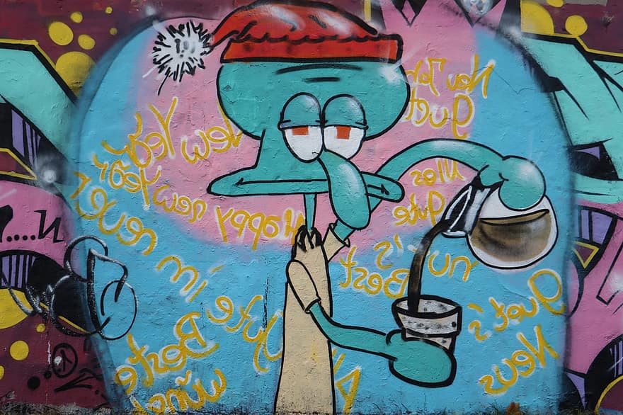 графіті, міське мистецтво, кальмари, вуличне мистецтво