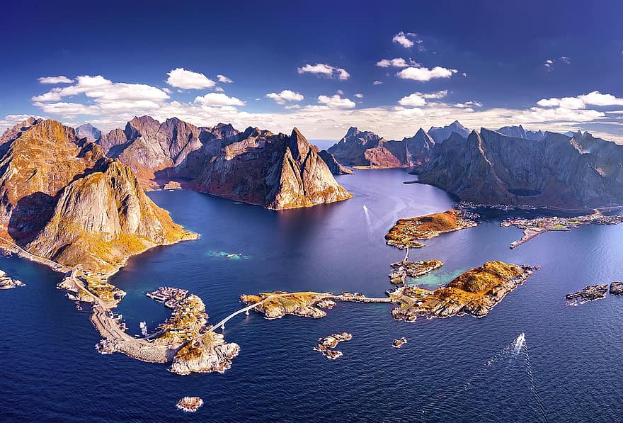 les lofoten, Norvège, Scandinavie, paysage, les montagnes, vue aérienne, vol, les vacances, découvrir, voyager, Nord