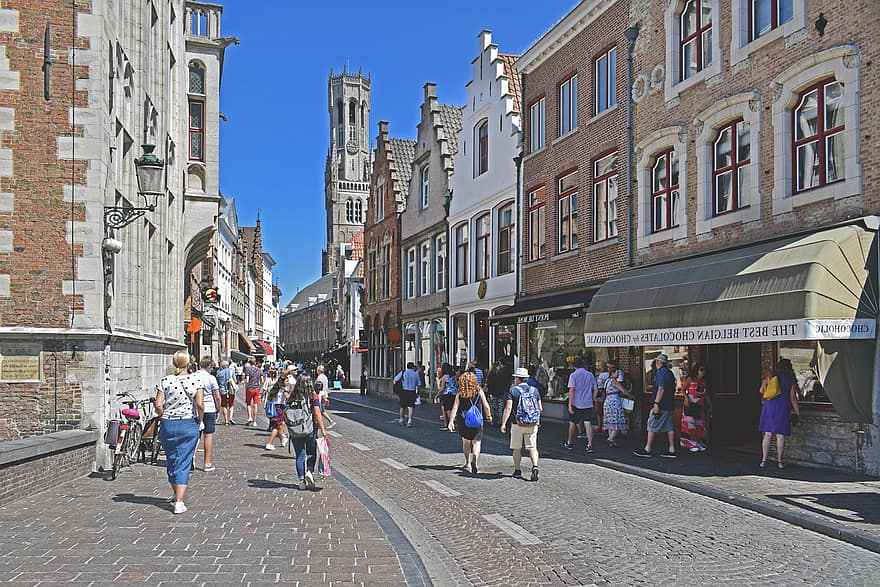 gatvė, kelias, pastatai, Senamiestis, architektūra, miestas, bruges, Belgija