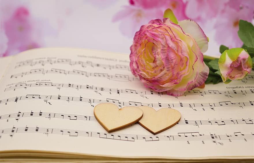sirdis, mīlestība, mīlas dziesma, zieds, pieauga, dziesmas, mūziku, kopā, Valentīndiena, Mātes diena, Valentīna