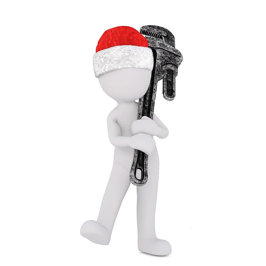 бял мъж, 3D модел, цялото тяло, 3D Санта шапка, Коледа, Санта шапка, 3d, бял, изолиран, инструмент, винтова скоба