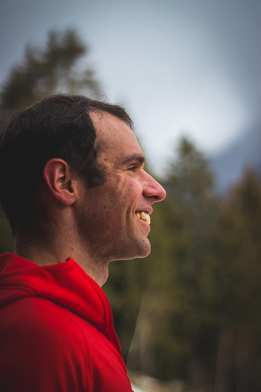 Man, Young, Smile, Workout, Person, Outdoors, Summit, Alpine, Top, Travel, Yoga