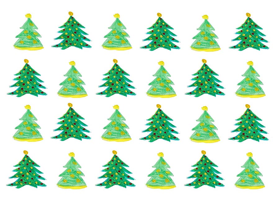 Christmas, Tree, Pattern, Watercolor, Decoration, Advent, Holiday, Xmas, Celebration, Winter, Holidays
