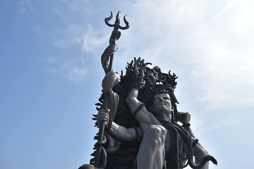 Aazhimala Siva Temple, Shiva, Statue, Sculpture, Sky, God, Lord, Holy, Religion, Spirituality, Kerala