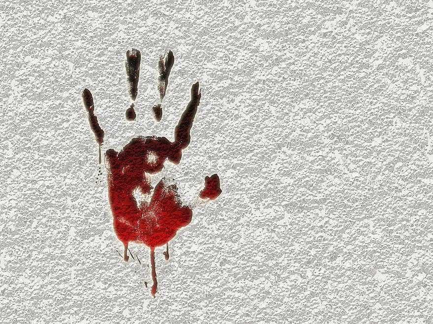 Crime, Criminal, Murder, Reprint, Blood, Effect, Finger, Hand, Handprint, Wall, Trace