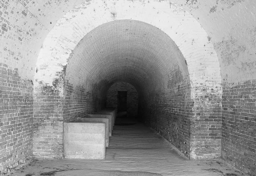 Arches, Fort, Mystery, Fortification, Brick, Stone, Fortress, Historic, Fort Pickens, Florida, Gulf