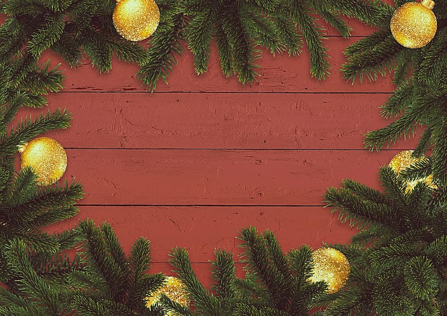 クリスマスの背景、クリスマスフレーム、コピースペース、モミの枝、クリスマスつまらないもの、クリスマス、クリスマスカード、枠
