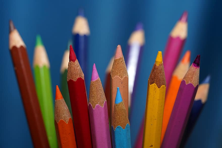 renkli kalemler, çizim kalemleri, okul malzemeleri, Sanat malzemeleri