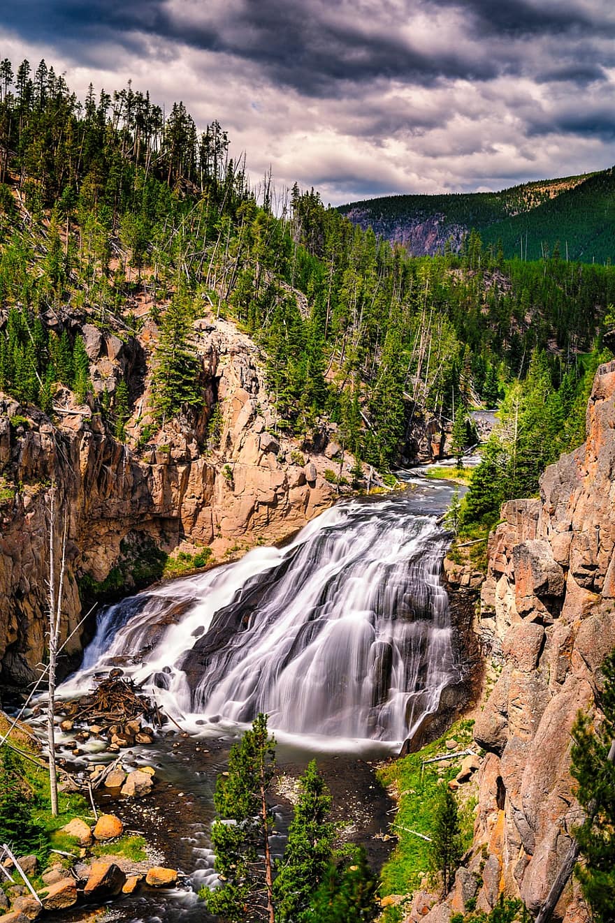 Yellowstone, cascada, canyon, riu, corrent, naturalesa, viatjar, exploració
