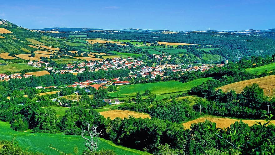 Saint Georges De Luzençon, millau, komuna, město, krajina, hory, Příroda, Francie