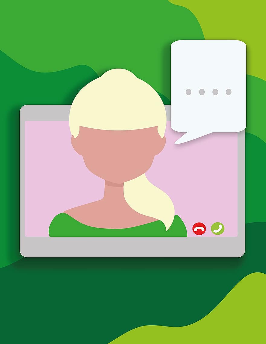 Woman, Video Conference, Screen, Blond, Comuter, Online, Digital, Communication, Balloon, Discussion, To Speak