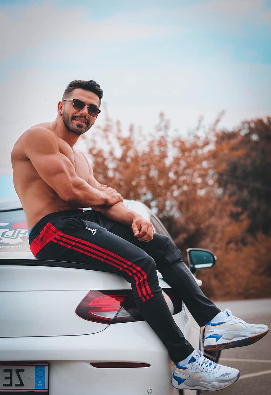 Man, Muscular, Car, Brawny, Handsome, Happy, Cheerful, Body, Fit, Muscles, Healthy