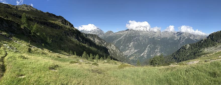 Calanca Alpine Path, alpine rute, Alperne, alpine, eventyr, gå, himmel, toppe, udflugter, vandring, bjerge