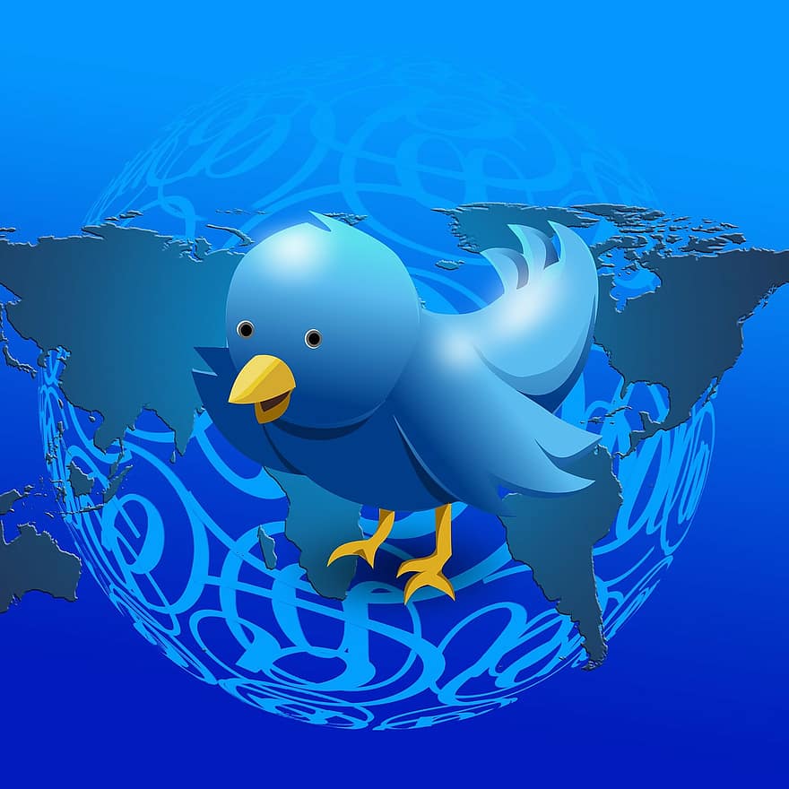 ट्विटर, चिड़िया, ग्लोब, ईमेल, गेंद, धरती, विश्व, पर, मेल, समाचार, इंटरनेट