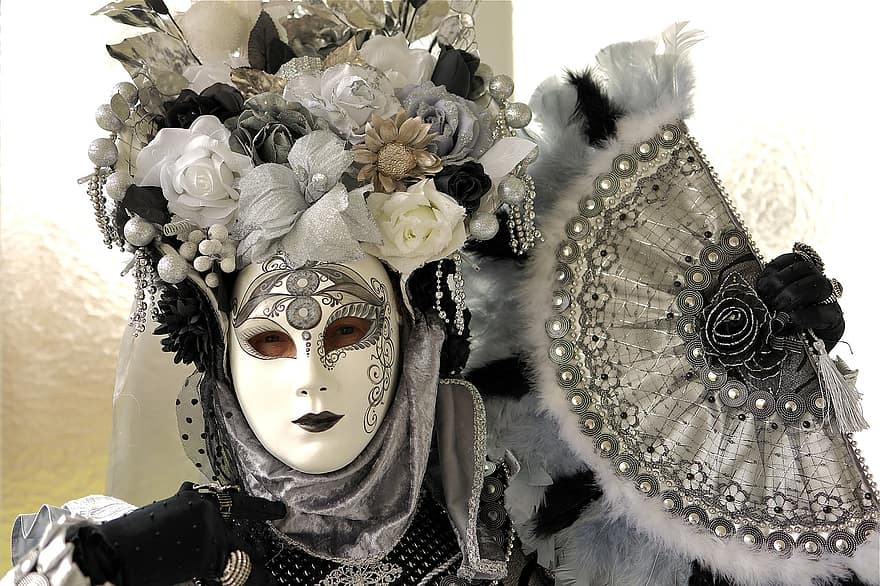 carnaval, disfraz, mascarada, carnaval de Venecia, festival, máscara veneciana, fantasía, máscara, decoración, culturas, pluma